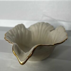 Lenox Elegant Dove Shaped Bowl Ceramic White 24k Gold Trim USA